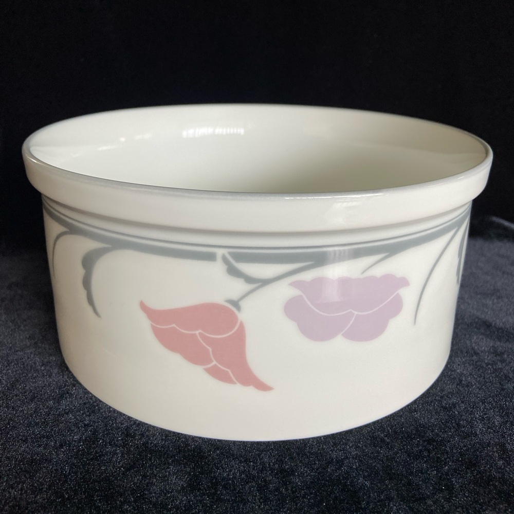 DANSK Tivoli Belles Fleurs Grey Round Soufflé Casserole Baking Dish EXCELLENT